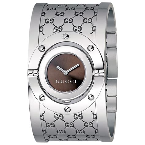 gucci twirl bangle watch black|gucci link bracelet silver.